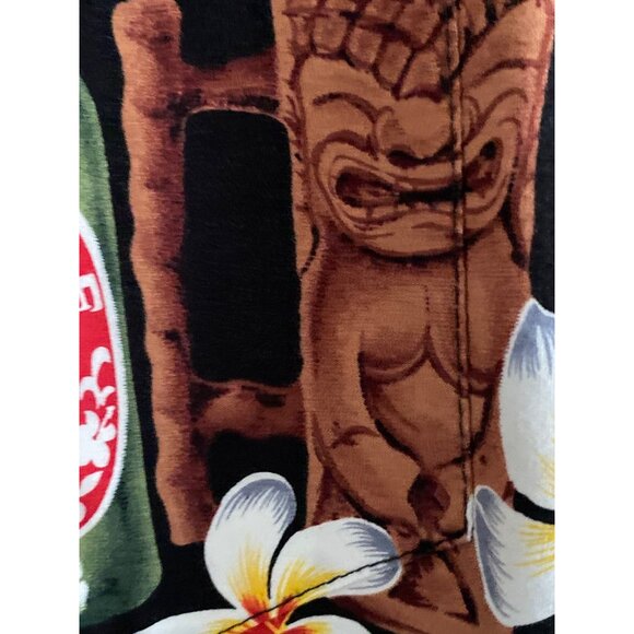 VTG Pacific Legend Hawaii SS Black Aloha Shirt Button Down Beer Bottle Floral M - Picture 6 of 16